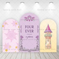 Mehofond Custom Girl 4th Birthday Arch Backdrop Cover Four Ever A Princess Castle Princess Photo Chiara Arch Background Decor