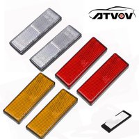 ATVOV 2PCS Self Adhesive Reflector Rectangular Safety Mark Signal Strip Position Reflective Car Carriers Fence Trailer Gate Post