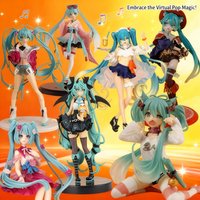 Hatsune Miku Anime Figure Cute Girl Desktop Car Ornament Case Decoration Model Collectible Doll Otaku Gift For Fans