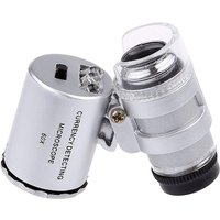60X Mini Microscope Jeweler Loupe Lens Illuminated Magnifier Glass 3 LED With UV Light Lens Loupe