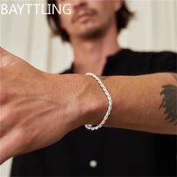 New Simple 925 sterling silver Twist Chain Bracelet For Men Hip Hop Jewelry Women Fashion Bracelet Party Accessories Wholesale