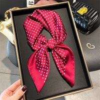 Luxury polka dot print imitation silk scarf, high-end shawl, versatile small square neck scarf, headscarf, women's scarf