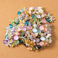 10pcs Cute Crystal Flower Charms Butterfly Pendants for Necklace Earrings Bracelet DIY Handmade Jewelry Accessories Supplies