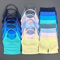 HISTELLO Impact Gym Set Women Sports Halter Top Ribbed Shorts Yoga Workout Sportswear Training Fitness Seamless Leggings Suit