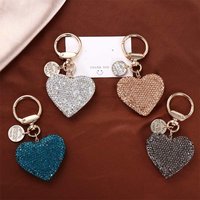 Car Accessories Simple Rhinestone Backpack Pendant Metal Crystal Keyring Key Ring Love Heart Keychain Keys Holder