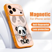 Black Coat Panda Pattern Case For iPhone 17 Pro Max Magnetic For Magsafe Skin Feeling Cover For Funda iPhone 16 15 14 13 Pro Max