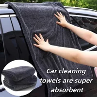 Dark Gray Car Microfiber Towel Oversized Strong Absorbent Car Wash Cloth High Efficiency Cleaning Wipe Cloth for Auto Detailing