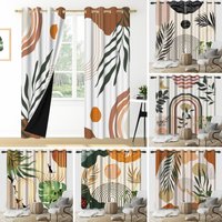 Abstract Geometric Blackout Curtains for Window Boho Arch and Palm Leaf Print Thermal Insulated Drapes for Bedroom Living Room