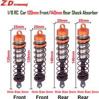 ZD Racing 2Pcs/4Pcs 1/8 RC Car Metal Shock Absorber 120mm Front 140mm Rear Shock Absorber for 9020 BX-8E 9116 1/8 RC Car Parts