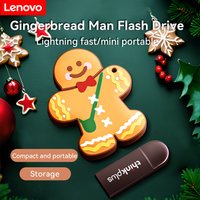 Lenovo USB 2.0 Flash Drive Metal U Disk with Gingerbread Man Silicone Case Portable Memory Stick for Data Storage Backup & Gift