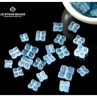 1 Pc Natural Aquamarine Carved Four-Leaf Clover Shape Bead With Hole Charms for Jewelry Making DIY Necklace Bracelet Accessory