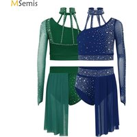 Teen Sleeveless Ballet Dance Costume Outfit Rhythmic Gymnastics Leotard Skirted Modern Professional Contemporary Lyrical Dance
