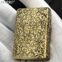 ZORRO Cross-grain Brass Kerosine Lighter, Exquisitely Carved Retro Flip-top Ignition, Personalized Holiday Gift for Men