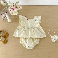 Baby Korean style flutter sleeve set 2026 summer girls' sweet and cute set