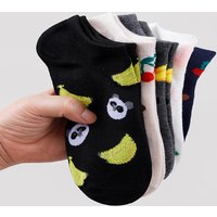 1/5/10/15 Pcs Random Womens Low Cut Socks, Soft Breath Casual, Cute Fruit Cartoon Print Ins Trendy Versatile Daily Ankle Sock
