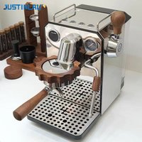 JUSTINLAU Coffee Machine Modification Kit Walnut Wood Group Head Anti-Scald Ring Steam Rod for Gemilai 3006/3145 Barista Tools