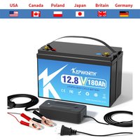 12V 180Ah LiFePO4 Lithium Iron Phosphate Battery Upgraded BMS 6000 Cycles For RV Campers Golf Cart Off-Road Off-Grid Solar Wind