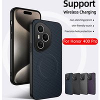 Case for Honor 400 Pro Luxury Fiber Stripe Silicone Leather Back Cover for MagSafe Magnetic Cover for Honor 400 Lite Honor400Pro