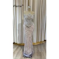 Customized Backless Champagne Prom Dress Shiny Beaded Crystal Mermaid Party Gowns Sexy Sleeveless Woman Vestidos de Gala 2026