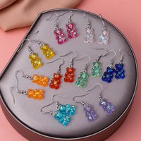 Cute Sequin Gummy Bear Dangle Earrings Cartoon Animal Drop Earrngs for Women Girls Party Holiday Jewelry Gifts