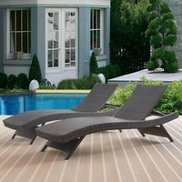 Sun Lounger Chair Agrden Luxury Rattan Pool Lounger Adjustable Outdoor Furiniure Chaise Longue Wicker Reclining Lounge Chair