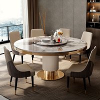 Modern restaurant marble round dining table and chair combination simple round table with turntable dining table heme luxury