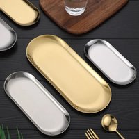 New Stainless Steel Stainless Steel Plate 18/23CM Gold Silver Tableware Dish Kitchen Accessories Fruit Cake Snacks Pasta Steak