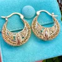 Ethnic Gold Color Women's Earrings Vintage Fashion Metal Hand Carving Hollow Pattern Hoops Earrings Woman