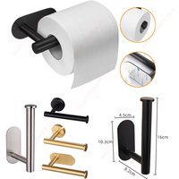 Self adhesive toilet roll paper holder No Drill Towel Rack Stainless Steel wall Mount stand organizer Kitchen Bath Accessories