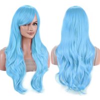 Synthetic Hair Long Wavy Sky Blue Lolita Yoshino Cosplay Wig Anime Cyan Wigs Juvia Lockser Halloween Costume Wig for Girl
