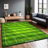 VIKAMA Football Field Soccer Rug, Non-Slip Ultra Soft Area Carpet for Living Room Bedroom, Indoor Green Grass Turf Decor Mat