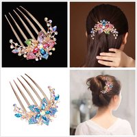 Trendy Korean Rhinestone Hair Comb 5-Teeth Alloy Hair Accessory - Hot Gift for Girls