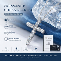 S925 Sterling Silver 2.5mm Moissanite Each Stone Cross Shape Necklace With GRA Certificate Man Women Fashion Jewellry