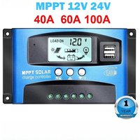 Solar MPPT Solar Charge Controller 40A 60A 100A with Load/Dual USB /LCD 12V 24V Auto Solar Panel Charger Regulator