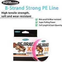 X8 Braided PE Fishing Line, Super Tensile & Abrasion Resistant Braided Line, Zero Stretch, Multiple Colors for Outdoor Fishing