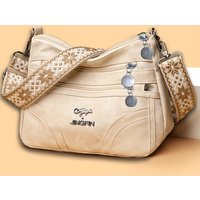 Durable Casual Crossbody Bag for Women, Vintage Shoulder Purse with Patterned Strap, Perfect for Carrying Essentials