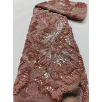 Luxury African Sequin Lace Fabric 2026 High-Quality nigerian Beaded Mesh Embroidery for Women's Wedding And Party Dresses