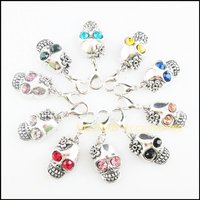10Pcs Tibetan Silver Tone Skull Retro Mixed Round Crystal 13x22mm With Lobster Claw Clasps Charms