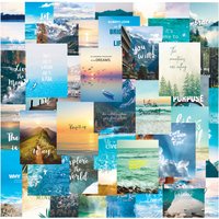 50Pcs Inspirational Nature Scenery Stickers Motivational Quote Decals for Laptop Notebook & Wall Decoration Waterproof Graffiti