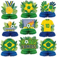 2026 Brazil Soccer Theme Honeycomb Table Centerpieces Kids Birthday Party Decorations Fans Boys Supplies Football Match Cheer up