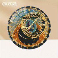 Prague Astronomical Round Silent Acrylic Wall Clock,Non-Ticking,for Home Decor,Office,Classroom,Living Room,Bedroom,Kitchen,Gift