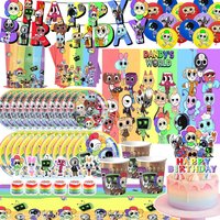 Cartoon Dandy World Party Supplies Tableware Video Game Banner Plates Cup Napkin Backdrop Kids Boys Birthday Party Decoration