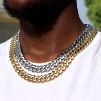 Hip Hop Cuban Link Chain Necklace for Men Women, Gold Color Thick Miami Chain, Classic Unisex Street Style Jewelry Gift