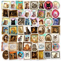 10/30/50PCS Cat Art Photography Sticky PVC Sticker DIY Laptop Luggage Skateboard Colored Decoration Scrapbooking for Kids