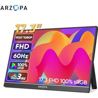 ARZOPA 17,3 FHD Tragbarer Monitor 1080P Externes Display IPS-Bildschirm mit USB C Mini-HDMI-Anschluss für Laptop Mac PC Xbox PS Switch