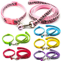 New Pet Leash and Collar Set Dog Chain with Cute Leopard Print Small Cat and Dogs Collar Out Walk Dog Leash Vest Pet Supplies