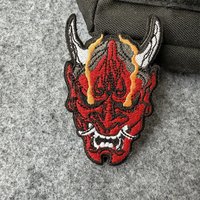 “ONI ”Japanese Ghost Tactical Patch Hook&Loop Embroidery Morale Badge Military Armband Backpack Stickers