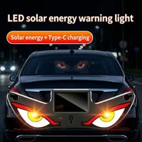 2 pieces pack - cheaper | Solar car warning lights, cool demon-eye style LED atmosphere lights, USB charging decorative lights