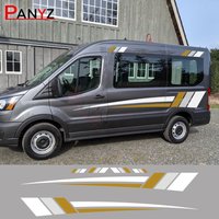 6Pcs/Lot Car Stickers For Ford Transit MK8 2014-2021 Motorhome Stripes Camper Van Graphics Sports Vinyl Decal Tuning Accessories