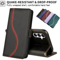 Leather Wallet Case Book For Samsung Galaxy S25 S24 S23 S22 S21 A17 A16 A26 A36 A56 A15 A25 A35 A55 A14 A24 A34 A54 A53 5G Cover